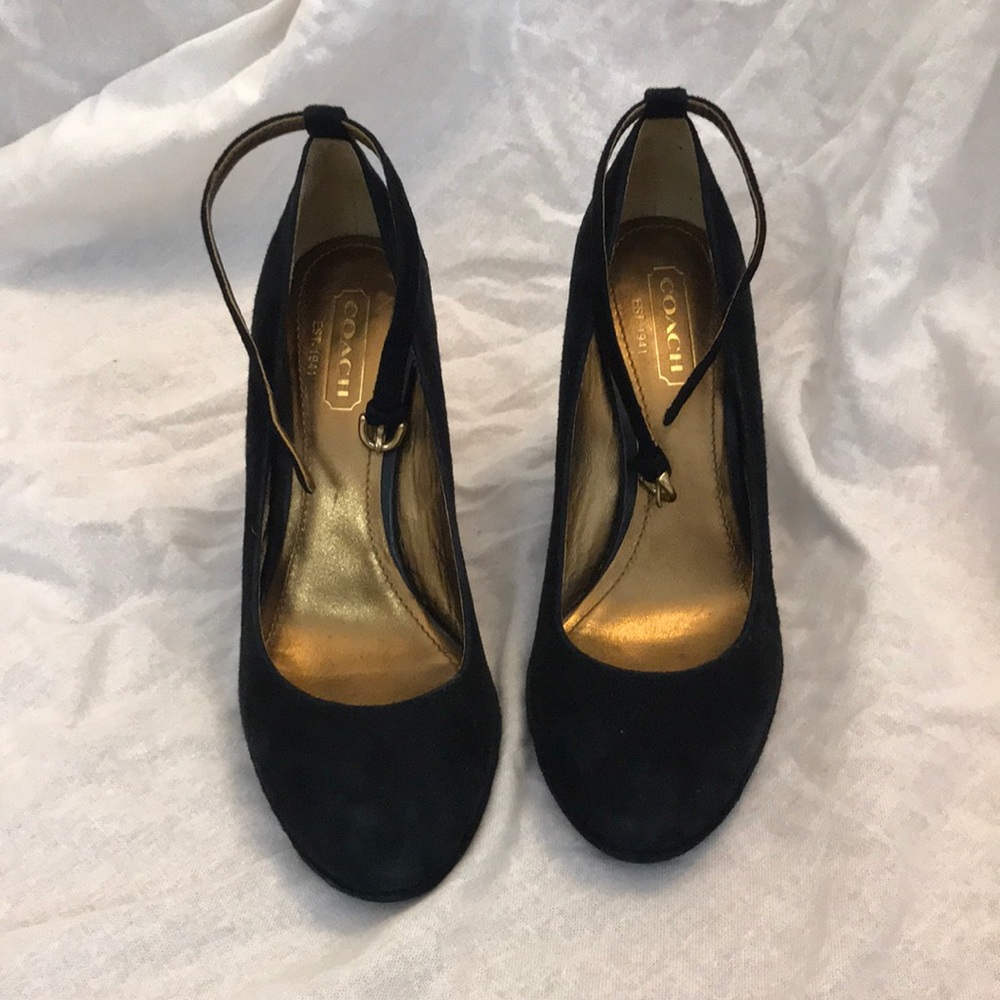 Navy Suede Coach Wedges Never Worn Outside